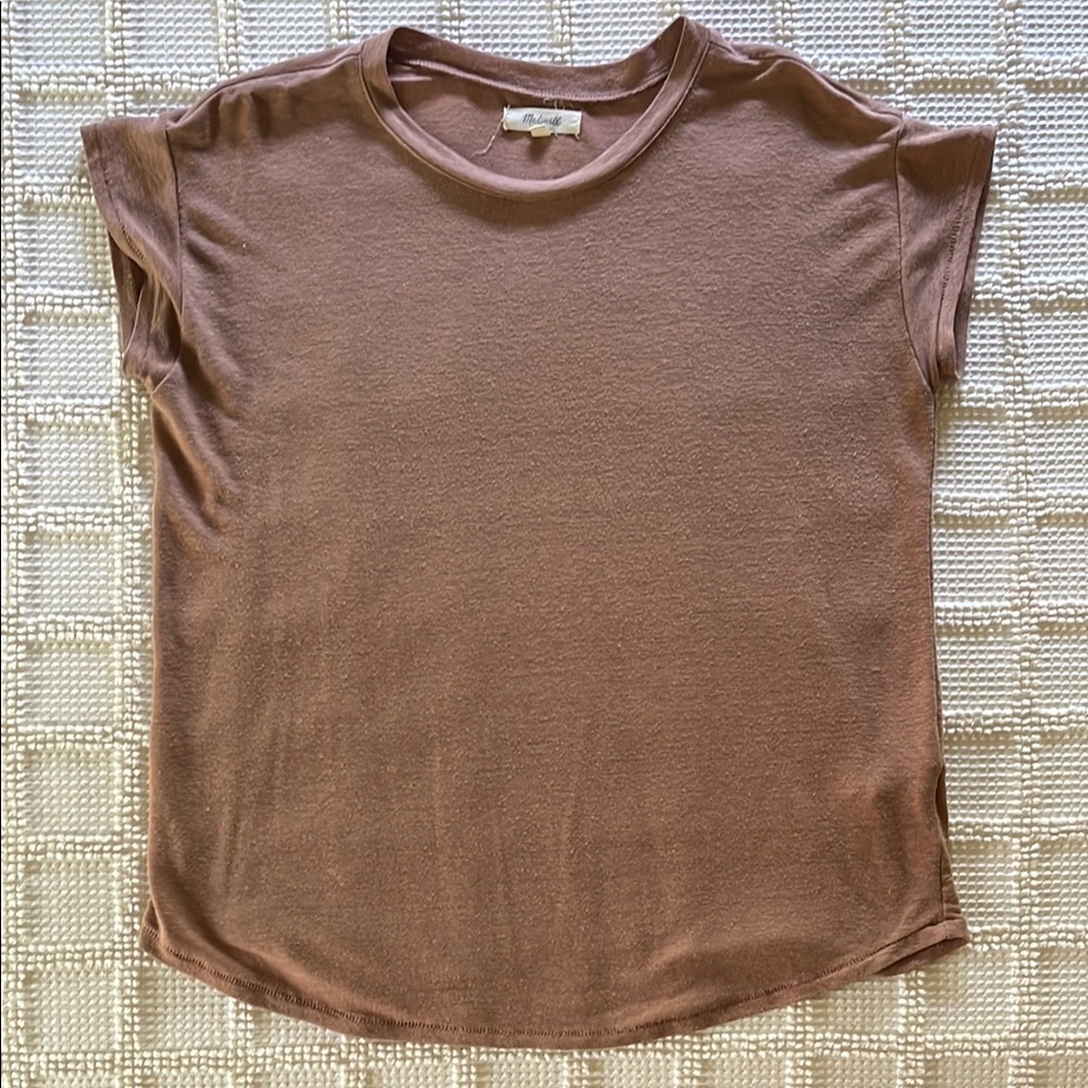 Madewell Brown Boxy Cap Sleeve T-Shirt